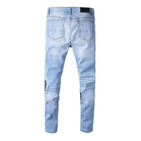 Men Distressed Jeans Man Ripped Jean Destructed Denim Pants Men Patchwork Jeans Fashion Jeans plus Size Retro Sports
