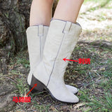 Coachella Ankle Boots Autumn Mid-Calf Length Knight Boots Embroidered Mid Heel Snow Boots