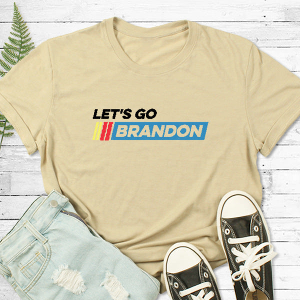 Let's Go Brandon T Shirt Letter Print Teen Casual Loose-Fitting T-shirt Short Sleeve Top