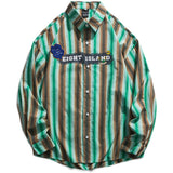 Men Shacket Long Sleeve Autumn Shirt Autumn Hip Hop Monochrome Striped Stitching Casual Shirt