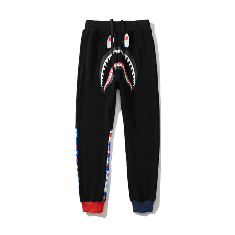 A Bath Ape Spring and Autumn Youth Paris Limited Color Matching Shark Trousers