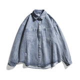 Men Shacket Long Sleeve Autumn Shirt Denim Shirt Student Long Sleeve Shirt Neutral Top Men's Coat