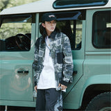 Men Shacket Long Sleeve Autumn Shirt Autumn Irregular Patch Stitching Casual Couple Shirt