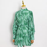 Green Fairycore Dress Wizard of Oz Summer Pure Color Fresh Single-Breasted Personality Waist-Controlled Lace-up Short Stitching Dress