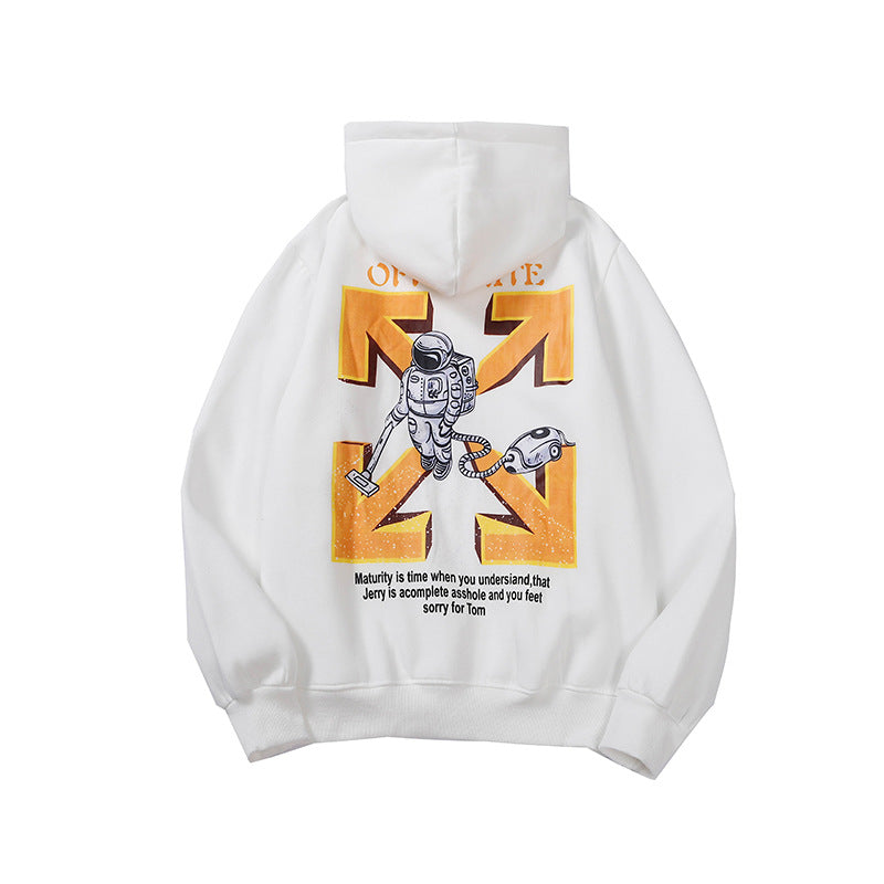 Autumn And Winter Astronaut Vacuum Cleaner Velvet Padded Hooded Sweatshirt Men And Women Same Style