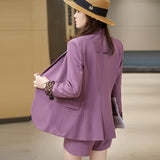 Women Pants Suit Uniform Designs Formal Style Office Lady Bussiness Attire Purple Blazer Spring and Autumn Fashion Casual Set