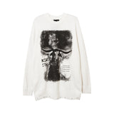 Men Fall Outfits Graffiti Printing Niche Ripped Sweater Oversize Bottoming Sweater