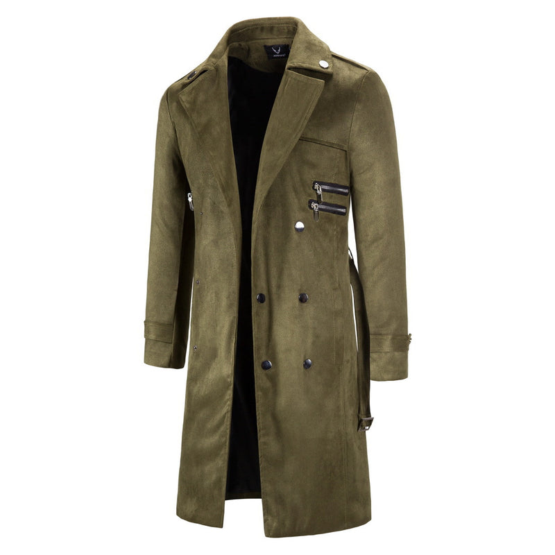 Men's Autumn Men's Casual Long Trench Coat Suede Coat Large Size Coat Men Winter Outfit Casual Fashion