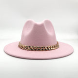 Fedora Hat Golden Chain Woolen Top Hat Fedora Hat Top Hat