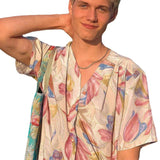 Rave Outfits Men Shirt Casual Draping Shirt Men's Flower Shirt Casual Top