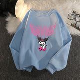 Kuromi Hoodie Fashion Flower Couple round-Neck Sweater Top for Women