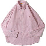 Men Shacket Long Sleeve Autumn Shirt Autumn Youth Shirt Loose Striped Casual Shirt for Campus Students Men