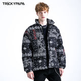 Men Fall Outfits Winter Thickened Paisley Cotton-Padded Coat Warm Coat