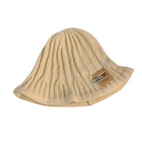 Toque Woolen Knitted Hat Children Autumn and Winter Beige Japanese Style Fisherman Hat