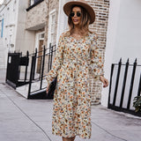 Russian Style Dress Autumn and Winter Printing Dress Long Sleeve Casual Dress
