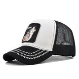 Wolf Print Cap Animal Embroidery Baseball Cap Animal Wolf Embroidered Hat Mesh Peaked Cap Curved Brim Visor Mesh Cap