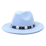Wester Hats Woolen Top Hat Flat Brim Broad-Brimmed Hat Gentleman Fedora Hat