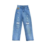 Distressed Jeans Straight Leg Jean Summer Jeans Wide Leg Pants Trousers