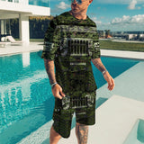3D T Shirt Casual Sports Printed Shorts Suit