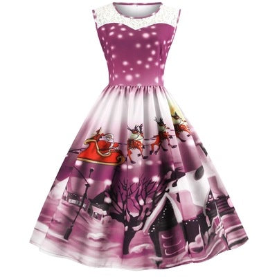 Valentine's Day Outfits Stitching Sleeveless Swing Dress