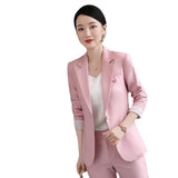Women Pants Suit Uniform Designs Formal Style Office Lady Bussiness Attire Fall/Winter Slim White-Collar Workwear