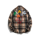 Men Shacket Long Sleeve Autumn Shirt Fall Campus Towel Embroidery Men's Shirt