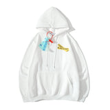 Autumn And Winter Cartoon Robot Pattern Velvet Padded Hooded Sweatshirt Men And Women Same Style