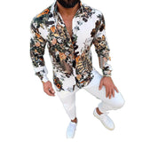 Men Shirt Fashion Slim Fit Shirt Short Sleeve Shirt Large Size Casual Top Men's Long-Sleeved Shirt Trend 3D Printing Cardigan Shirt
