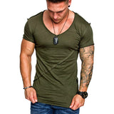 Men Tshirt Casual plus Size Top AliExpress 2021 Spring and Summer Foreign Trade New Men's Slanted Stripe Stitching Hem Small Leather Tag Design V-neck Short Sleeve T-shirt