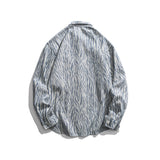 Men Shacket Long Sleeve Autumn Shirt Autumn Irregular Striped Casual Shirt