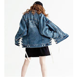 Pearl Jean Jacket Vintage Denim Jacket Women's Back Printed Letters Jacket