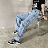 Harajuku Clothing Men Classic Retro Pants Straight Leg Pan High Waist Jeans Spring and Autumn Summer Straight Wide Men and Women