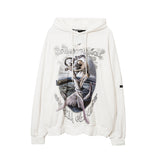 Mens Fall Outfits Portrait Printing Terry Hooded Sweater Couple Loose Top