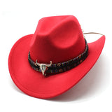 Wester Hats Western Cowboy Hat Ox Horn Woolen Jazz Top Hat Male Ladies' National Style Felt Cap