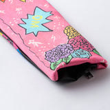 Azalea Wang Graffiti Moto Jacket Spring and Autumn Pink Fruit Green Color Block Street Cropped Leather Coat
