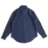 Men Shacket Long Sleeve Autumn Shirt Autumn Vintage Mixed Color Stripe Patch Pocket Denim Shirt