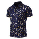 Men Shirt Fashion Slim Fit Shirts Short Sleeve Shirt Large Size Casual Top Summer Men's Fashion Print Short Sleeve Casual Polo Collar Polo Shirt Men