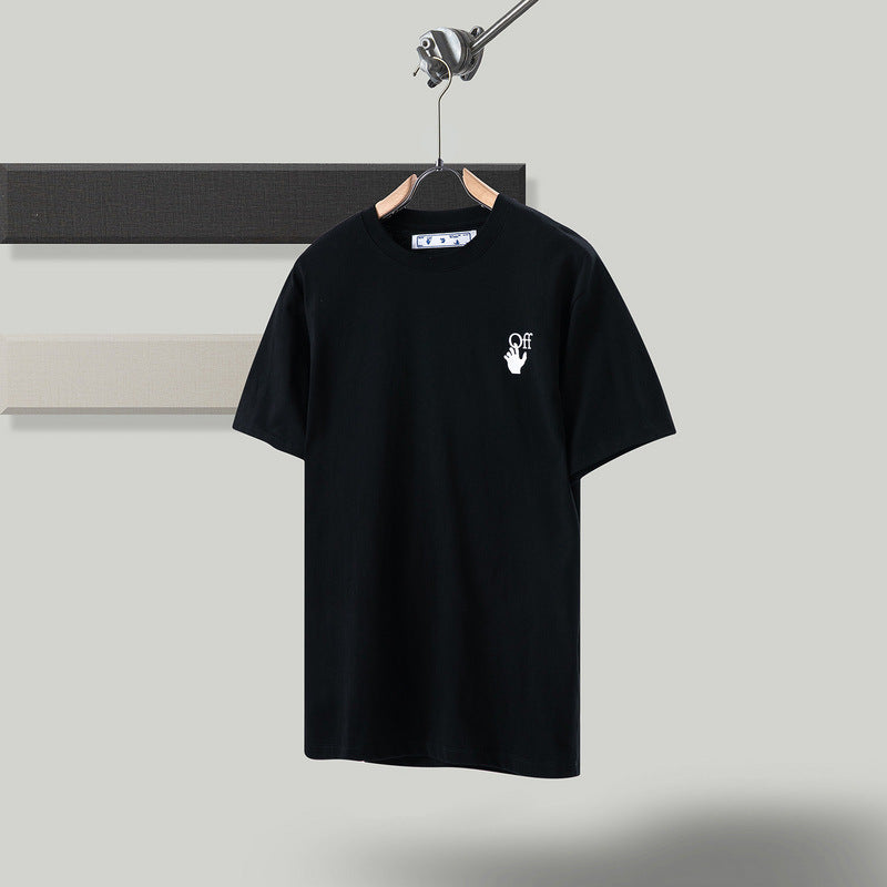 Ow Men'S And Women'S Short Sleeve Tshirt Cotton Back Arrow Round Neck Loose Owt