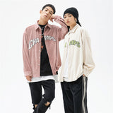 Men Shacket Long Sleeve Autumn Shirt Autumn Letter Embroidery Loose Shirt