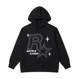 Mens Fall Outfits Three-Dimensional Printed Sweater Loose Hooded Cotton Hip-Hop Street