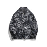 Men Shacket Long Sleeve Autumn Shirt Autumn Paisley Jacket Wear on Both Sides Turn-down Collar Coat