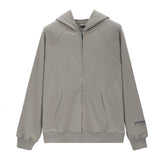 Fog Essentials Zipper Hoodie Autumn and Winter Fog Seventh Season Double Line Adhesive Letter Zipper Terry Hooded Sweater