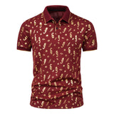 Men Shirt Fashion Slim Fit Shirts Short Sleeve Shirt Large Size Casual Top Summer Men's Fashion Print Short Sleeve Casual Polo Collar Polo Shirt Men
