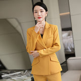 Women Pants Suit Uniform Designs Formal Style Office Lady Bussiness Attire White And White Collar Workwear Suit