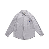 Men Shacket Long Sleeve Autumn Shirt Autumn Bear Embroidery Pocket Long Sleeve Top