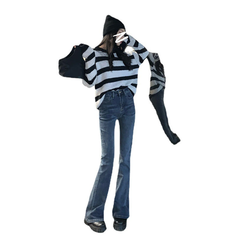 Low Rise Jeans Autumn and Winter Fleece-Lined High Speaker Mop Pants