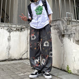 Summer Trendy Ins Harajuku Style Trending Graffiti Splashed Ink Printing Wide-Leg Pants Men's and Women's Casual Pants Fashionable Pants