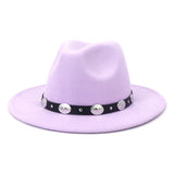 Wester Hats Woolen Top Hat Flat Brim Broad-Brimmed Hat Gentleman Fedora Hat