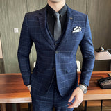 Men Suit Plaid Three-Piece Set
