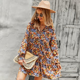 Russian Style Dress Printed Long Sleeve Autumn and Winter Dress Casual Vacation Loose Dress